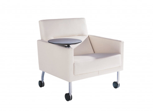 Sidewalk lounge seating on wheels